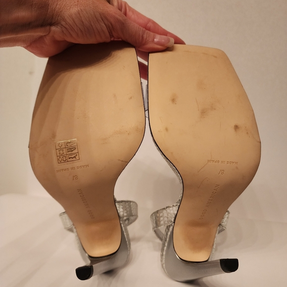 Good American Silver Snake Lucite Sandal, Square Toe sizes 8.5 And 4 - Picture 9 of 10